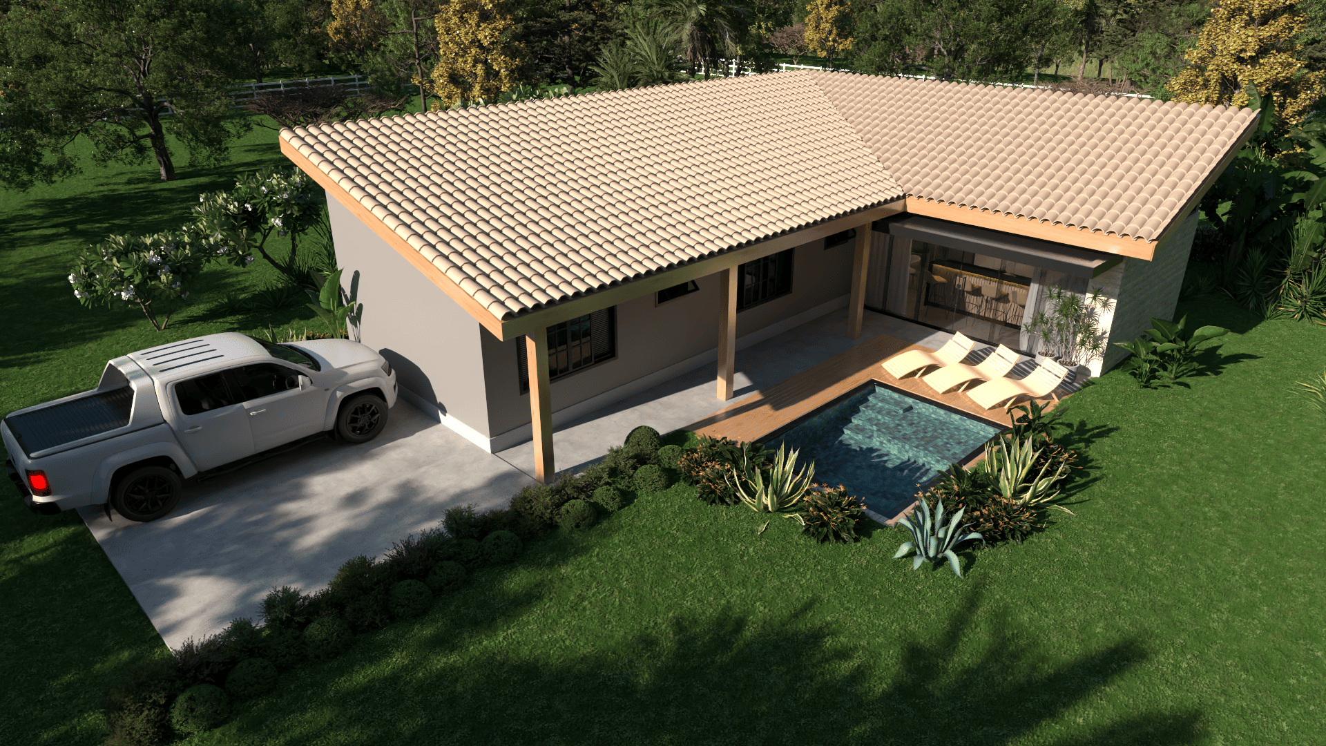 Casa de Campo Edicula Planta em L 32